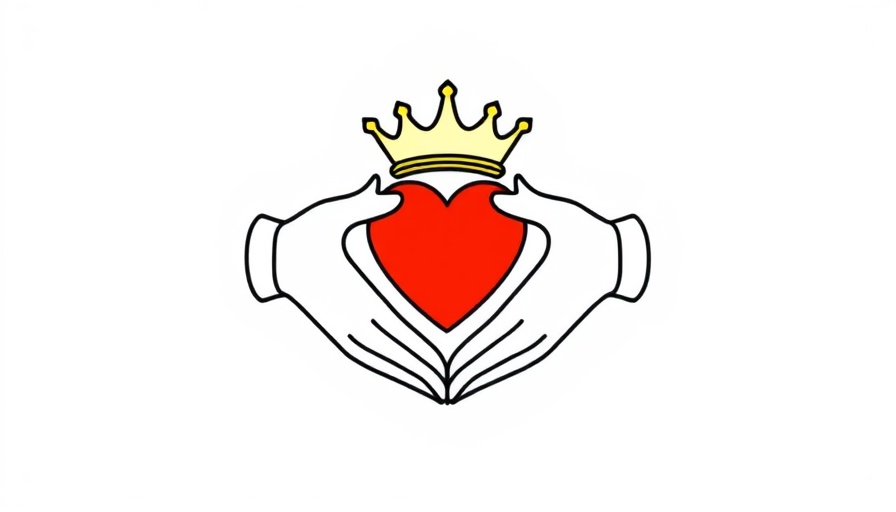 Symbolic Claddagh ring with a heart and crown illustration for reputation marketing.