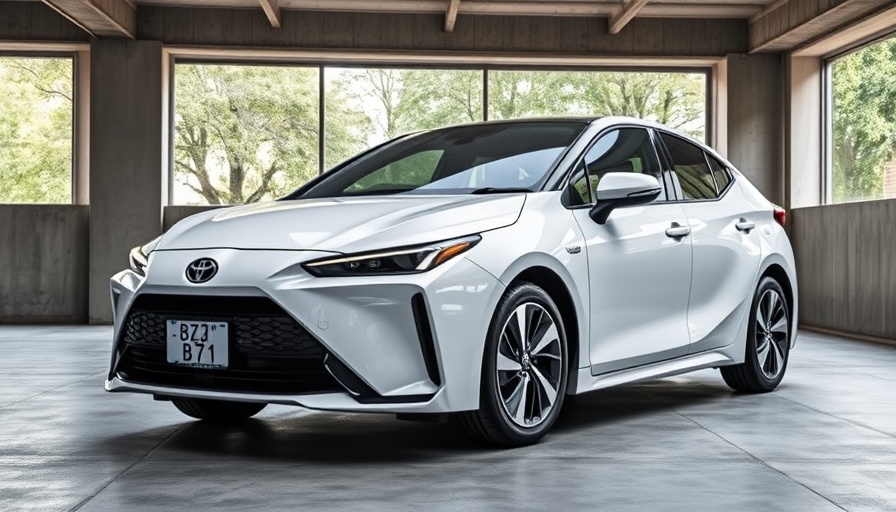 Toyota bZ7 electric sedan in urban parking structure with natural lighting.