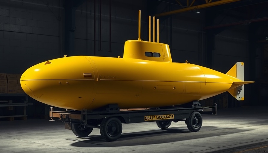 Boaty McBoatface submarine in dimly lit industrial setting showcasing quantum technology.