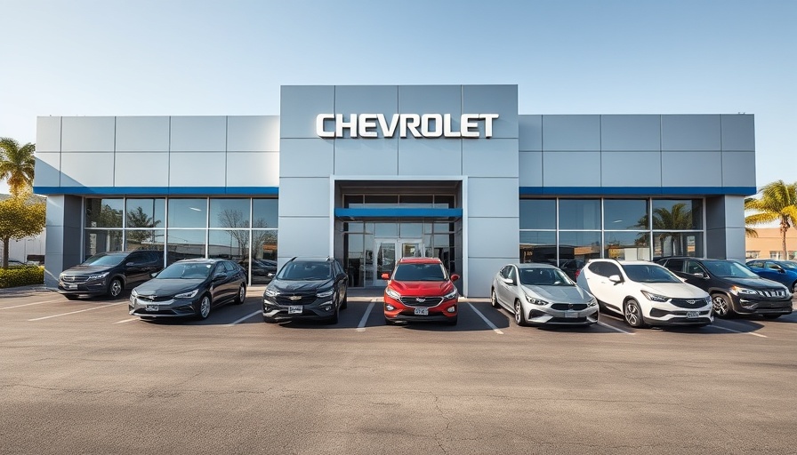 Modern Chevrolet dealership building under clear sky