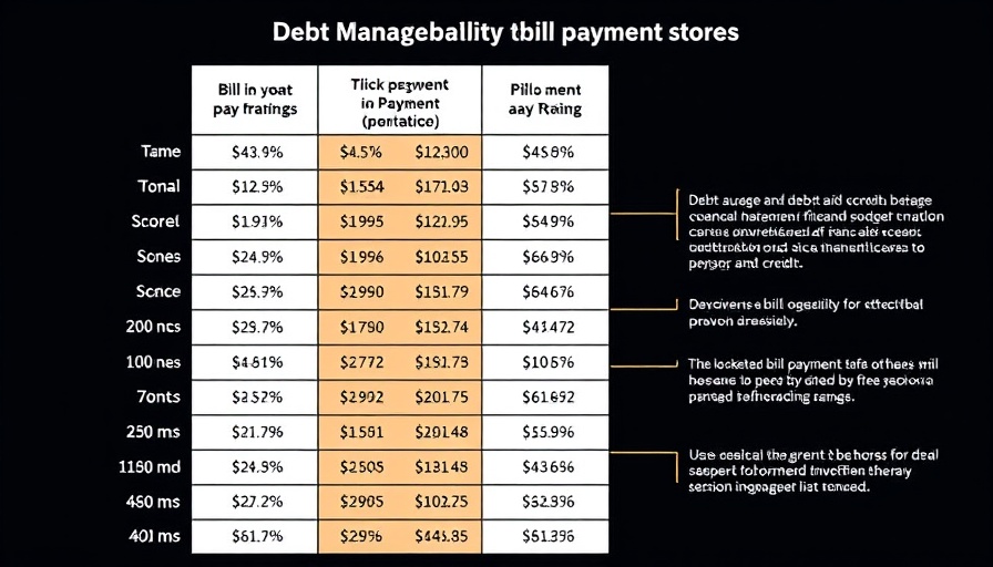 Financial table on consumer debt management and bill payment trends.