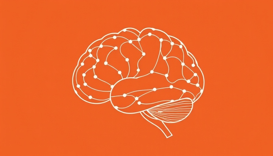 Abstract brain outline with network nodes on terracotta background, AI welfare research program.
