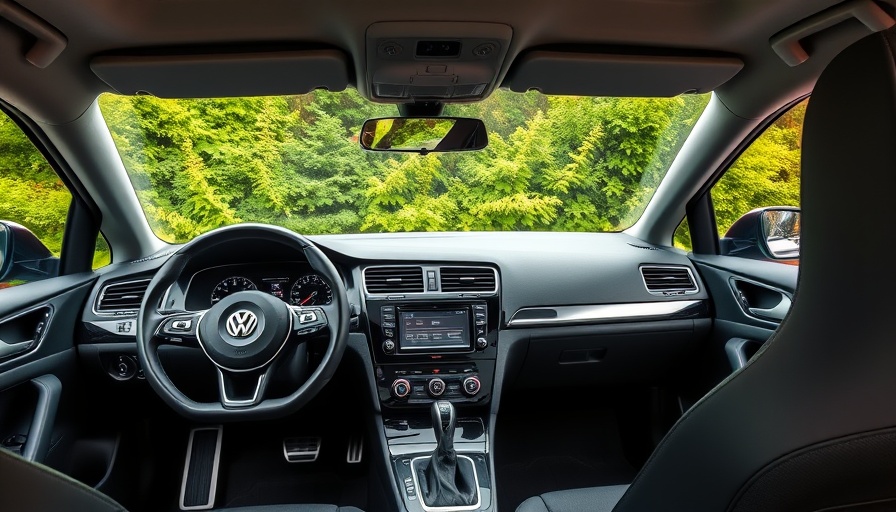 2025 Volkswagen Golf GTI specs displayed in a modern car interior.