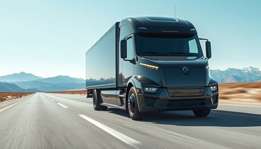 Modern electric truck on highway to decarbonize long-distance truck transport.