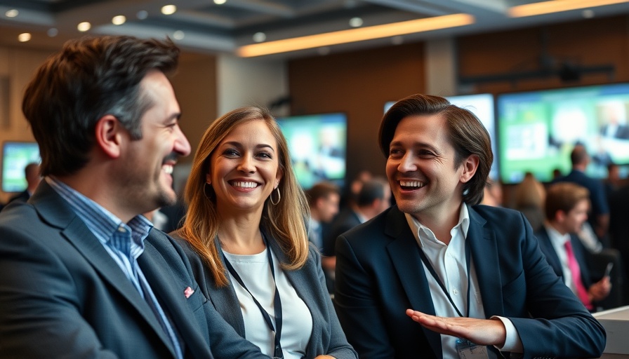Professionals discussing cybersecurity insights in a conference setting.