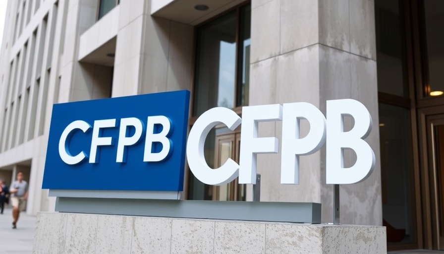 CFPB logo on building symbolizing lawsuit against CACC