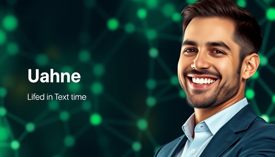 Banner of a professional executive with a green digital background