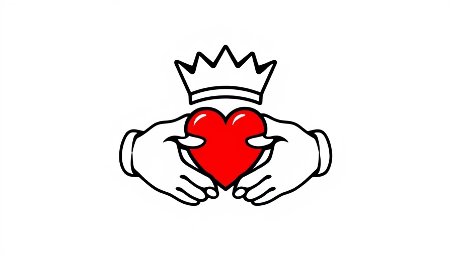 Claddagh ring design with heart and crown