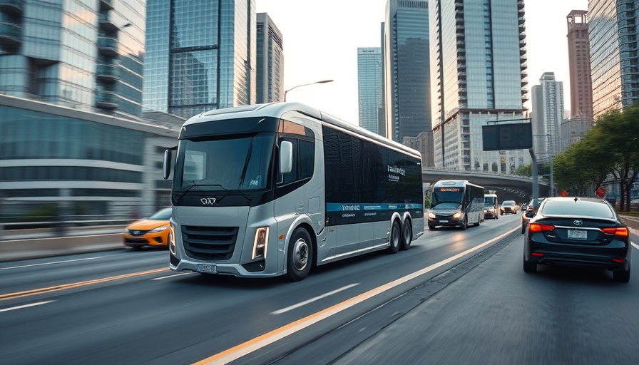 Futuristic autonomous truck deployment on busy highway.