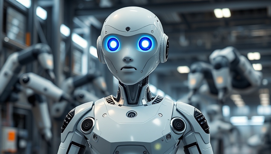 AI security solutions featuring a humanoid robot in a factory.