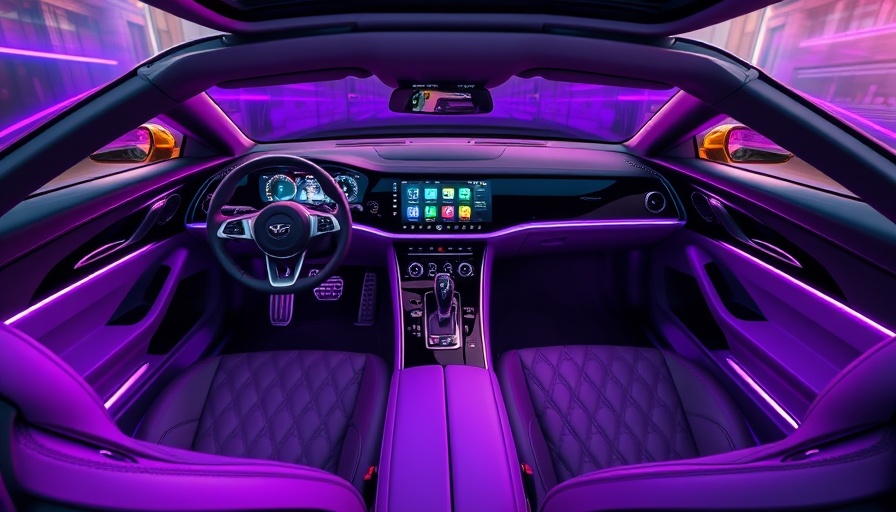 Futuristic car interior with digital dashboard in automotive design