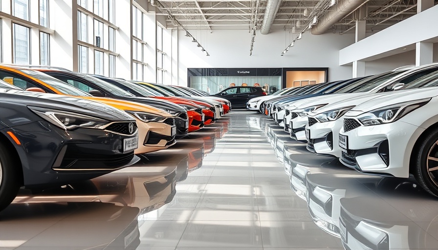 Dealership showing multiple car models indicating profits up Q1 2025.