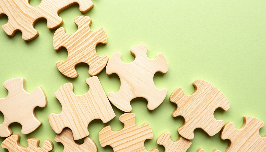 Piece of wooden puzzle on pastel green background, AI-Driven Intelligence for Business Decisions.