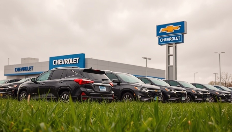 Chevrolet SUVs line dealership lot on cloudy day, GM Financial originations jump 15%.