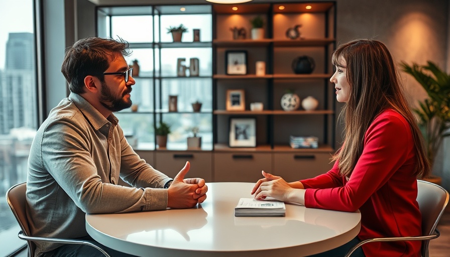 Two people discussing on a talk show set, related to Lincoln Graves Cancer Journey.