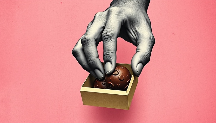 Best Delivery Chocolate Boxes in artistic collage style with hand.