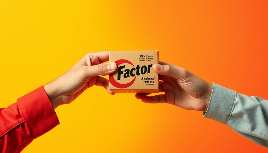 Vibrant graphic of hands exchanging Factor meal