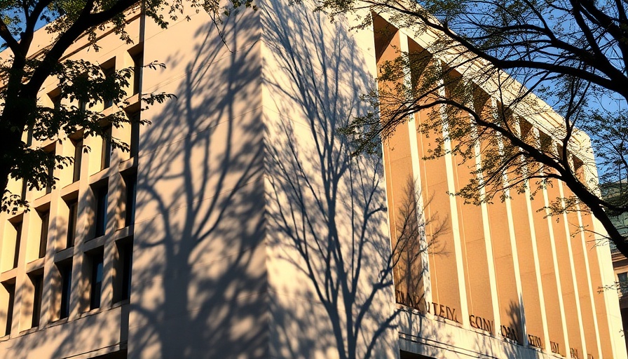 AI in Government Regulations: Modernist government building facade