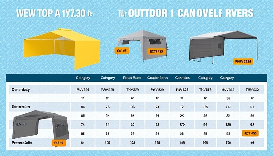 Best outdoor canopies for RVers comparison graphic.
