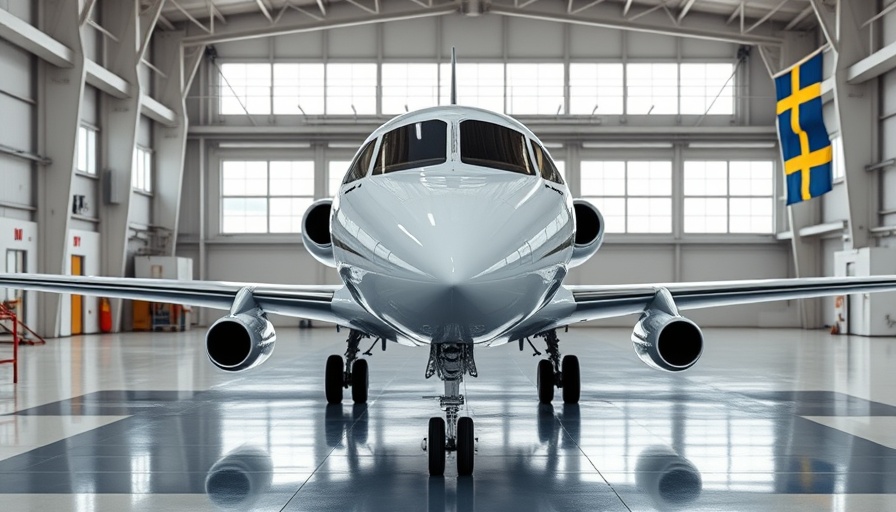 Heart Aerospace relocation and innovation shown with a sleek aircraft in a hangar.