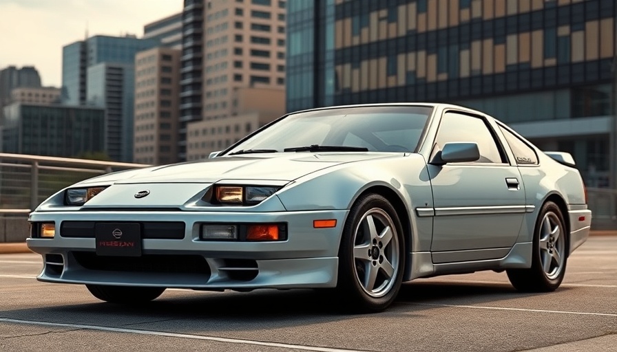 1990 Nissan 300ZX Turbo in urban setting, vibrant red color.