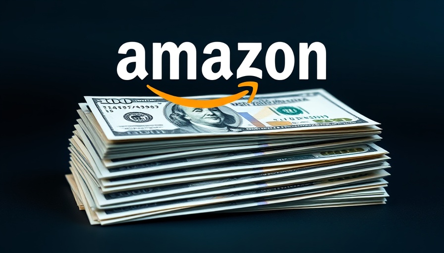 Amazon advertising revenue growth depicted with dollar bills and logo.