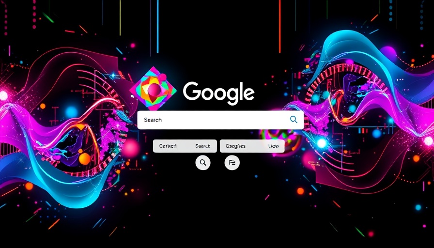 Colorful AI mode interface on Google Search with vibrant abstract background.