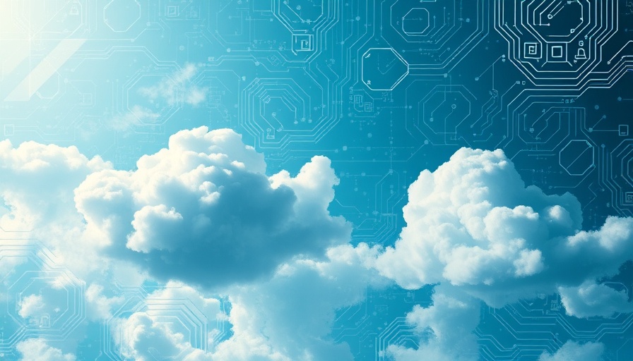Clouds with circuit patterns representing Cloudflare AI integration.