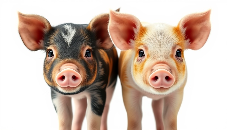 Two curious young pigs symbolize CRISPR pigs approval.