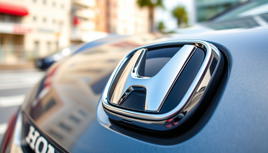 Close-up of Honda emblem reflecting surroundings, symbolizing American Honda ABS deal.