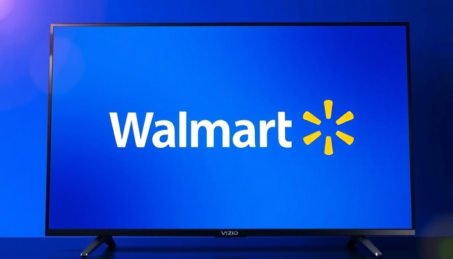 Vizio TV with Walmart logo on blue screen, Walmart Vizio Ads Minimum Spend