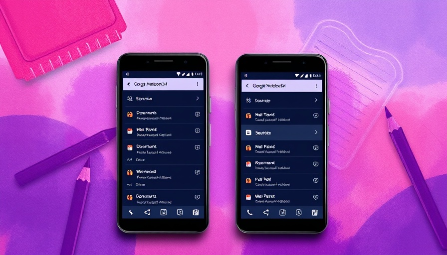 Google NotebookLM app displayed on smartphones with abstract background.