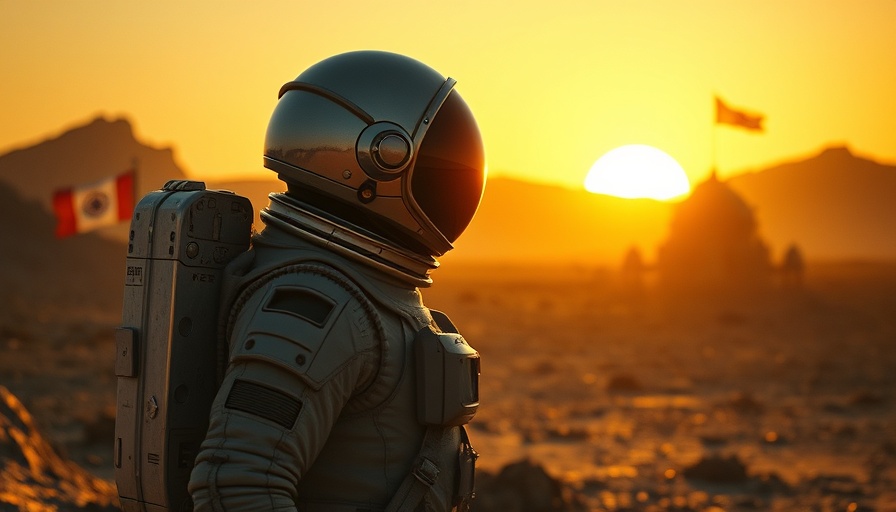 Astronaut watching sunrise on alien landscape, cinematic photo.