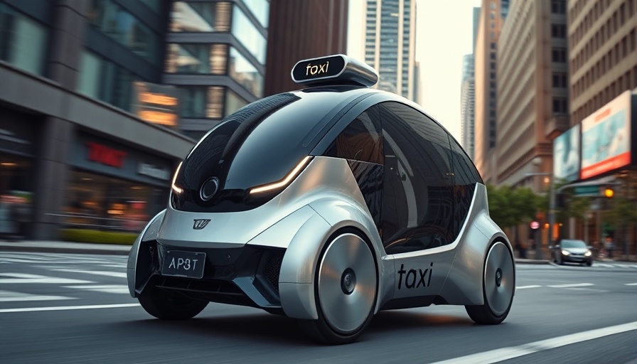 Futuristic robotaxi on urban street during daytime, showcasing robotaxi technology deployment.
