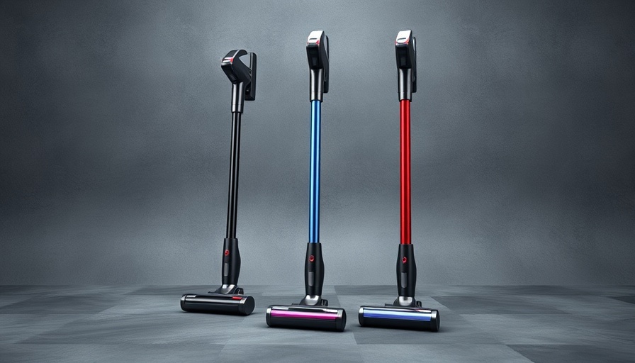 Modern cordless vacuums 2025 on textured surface.