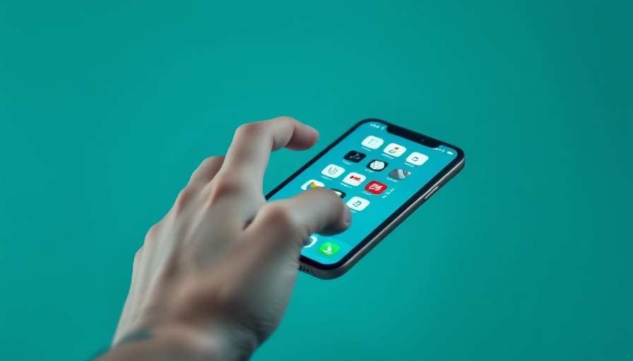 Modern smartphone and hand on teal background, best budget smartphone concept.