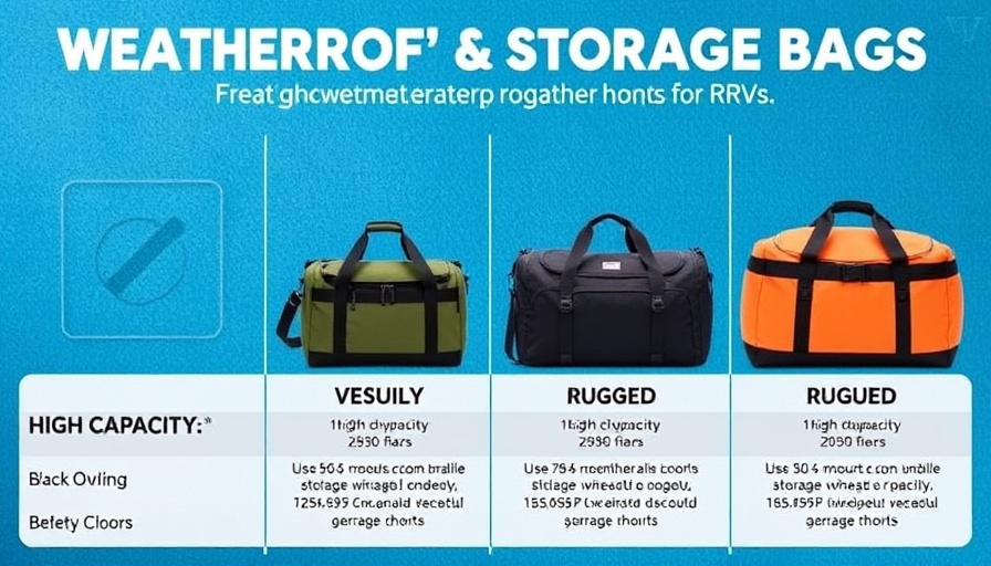 Top weatherproof storage bags for RVs comparison chart.
