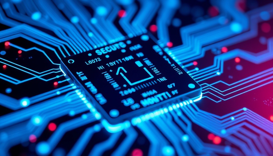 Futuristic microchip with neon blue circuitry representing secure data monetization solutions.