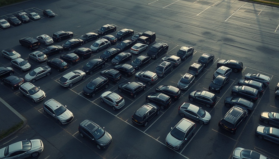 Aerial view of parked cars at Auto Finance Summit East 2025.