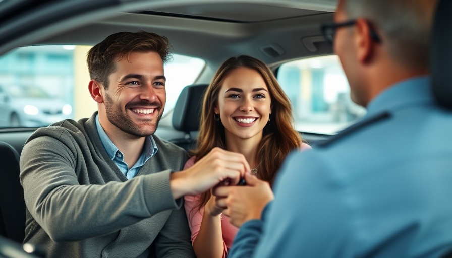 Improve safety measures for test drives: Happy couple receiving car keys.