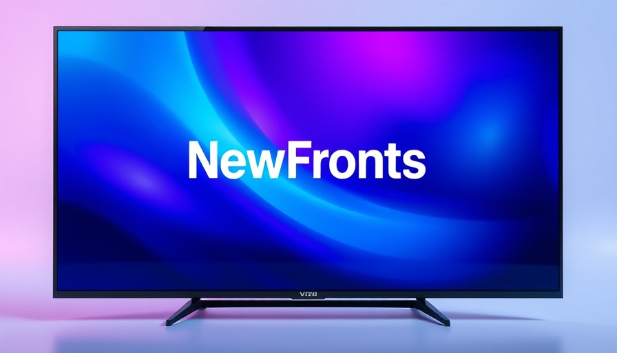 Vizio TV showcasing NewFronts against a vibrant backdrop relating to Walmart’s ownership of Vizio advertising strategy.