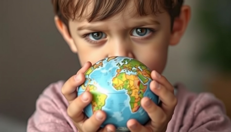 Child's hands holding a globe, symbolizing future of foreign aid.