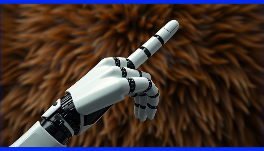 Robotic hand sensing texture on fur, tactile exploration.