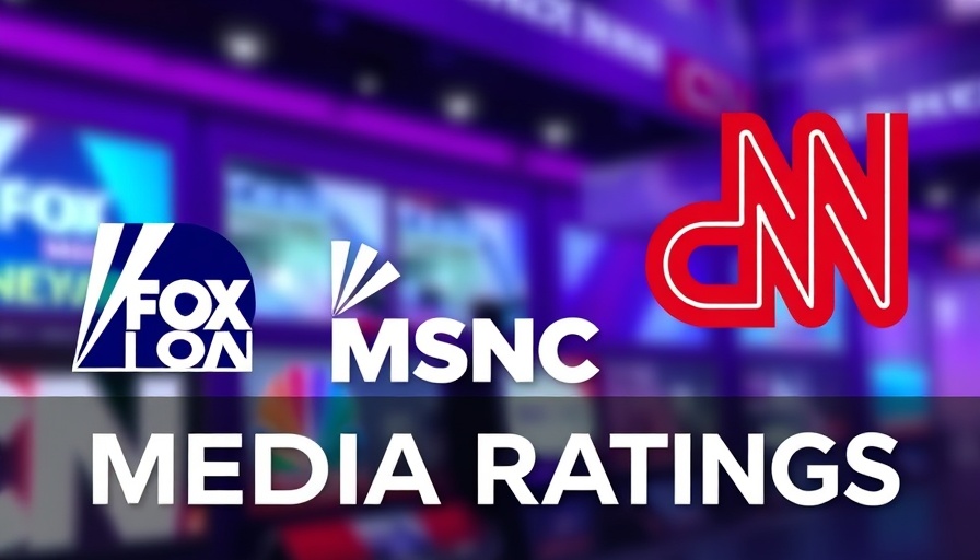 Evening Cable News Ratings graphic with TV network logos on a colorful background