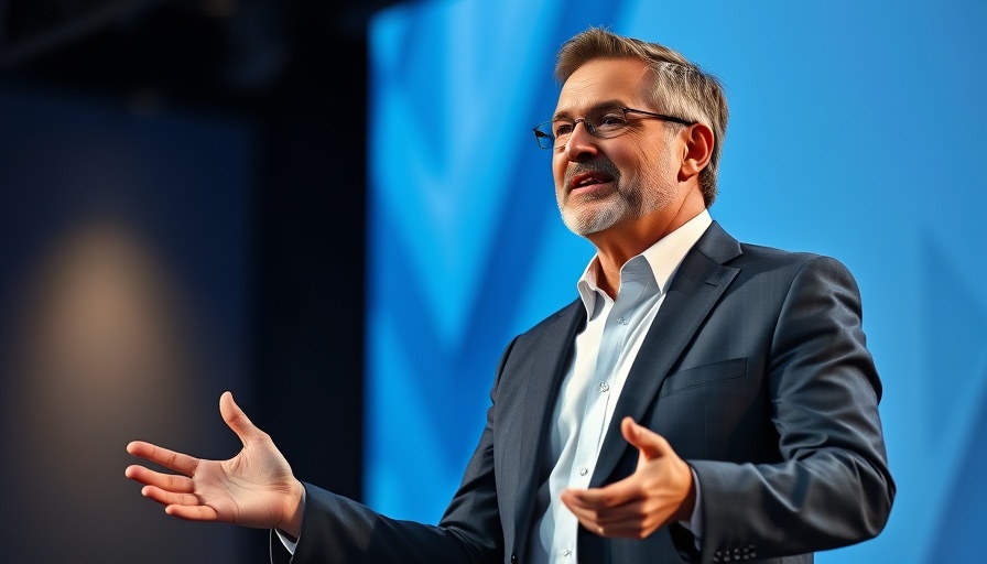 Speaker presents during Arm's $1 billion quarterly sales announcement.