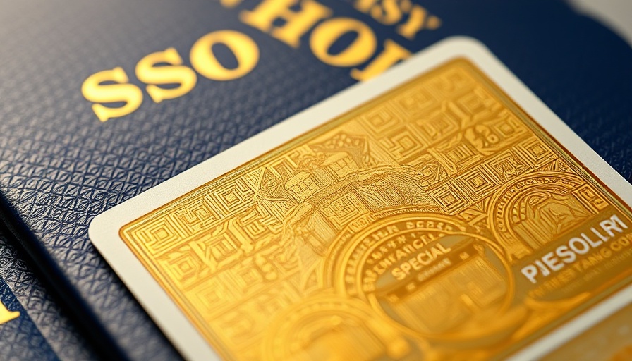 Close-up of golden visa card amidst various international visas for Trump Card Visa program.
