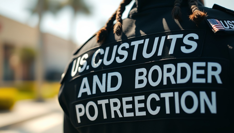 Close-up of U.S. Customs officer vest in bright sunlight.