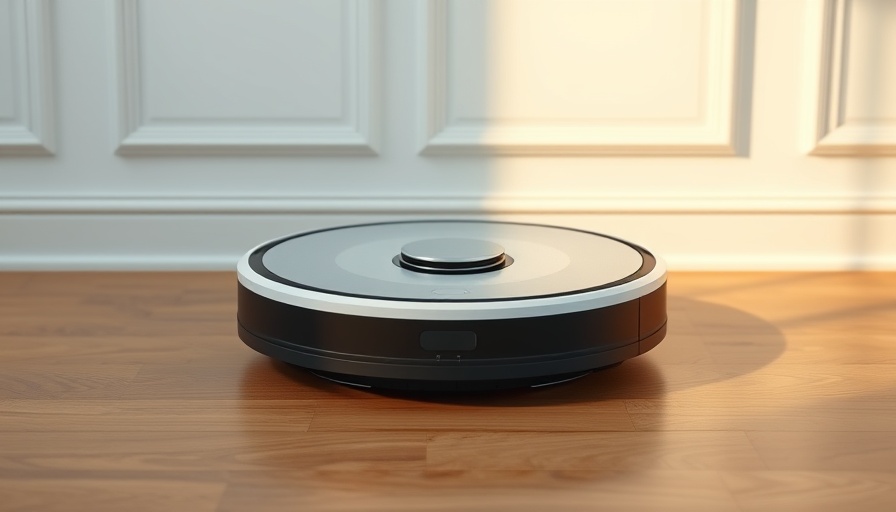 Modern AI robot vacuum on wooden floor