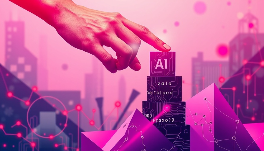 Abstract AI benchmarks concept with hand and circuit blocks.