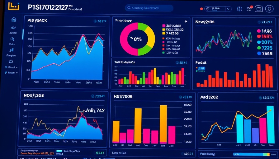 Financial dashboards with charts and graphs on economic performance